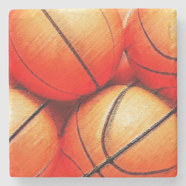 Dessous-de-verre En Pierre Basket-ball (Devant)