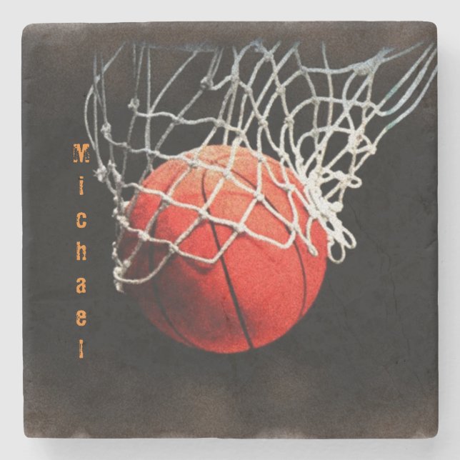 Dessous-de-verre En Pierre Basket-ball Votre nom (Devant)
