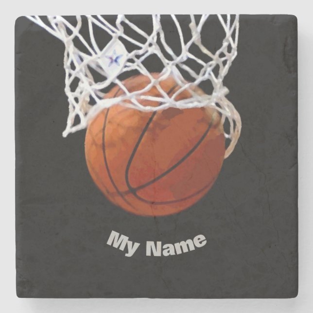 Dessous-de-verre En Pierre Basket-ball Votre nom (Devant)