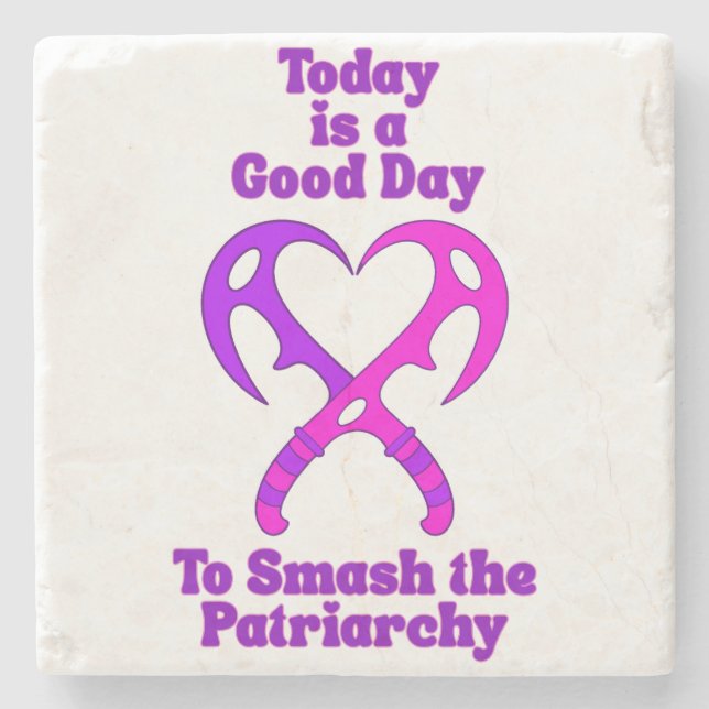 Dessous-de-verre En Pierre Bat’leth Heart - Smash the Patriarchy (Devant)