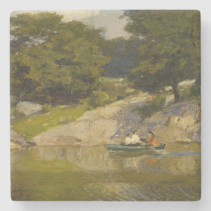 Dessous-de-verre En Pierre Bateau sur un lac à Central Park (E.H. Potthast)