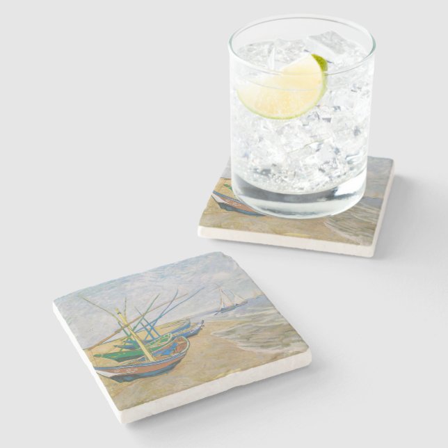 Dessous-de-verre En Pierre Bateaux de pêche | Vincent van Gogh (Côté)
