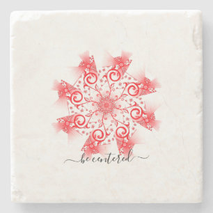 Dessous-de-verre En Pierre Be centered red mandala fractal