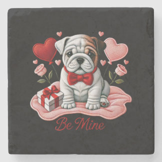 Dessous-de-verre En Pierre Be Mine Valentine English Bulldog Stone Dessous de