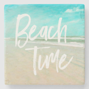 Dessous-de-verre En Pierre Beach Time Turquoise Sky Beach Seascape Stone Coas