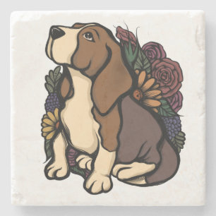 Dessous-de-verre En Pierre Beagle floral