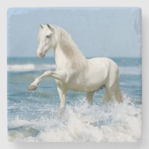 Dessous-de-verre En Pierre Beau cheval blanc dans l'eau