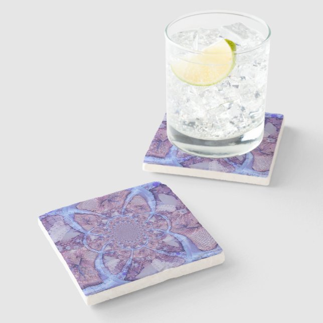 Dessous-de-verre En Pierre Beau kaléidoscope pourpre abstrait (Côté)