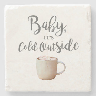 Dessous-de-verre En Pierre Bébé C'est froid dehors cacao chaud