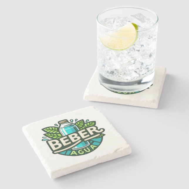 Dessous-de-verre En Pierre Beber agua (Côté)