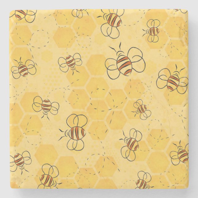 Dessous-de-verre En Pierre Bee Buzzing Honey Bees mignonne (Devant)