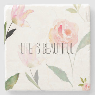 Dessous-de-verre En Pierre Belle aquarelle rose florale