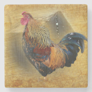 Dessous-de-verre En Pierre Belle coop de poulet rôti et de grange rustique