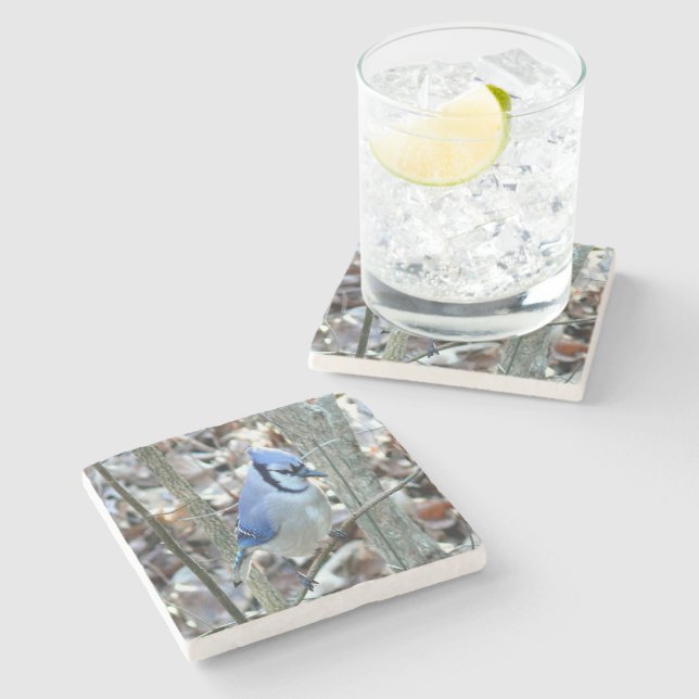Dessous-de-verre En Pierre Belle Jay Bleu (Côté)
