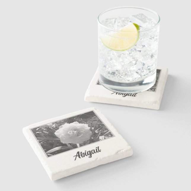 Dessous-de-verre En Pierre Belle jonquille blanche (Côté)