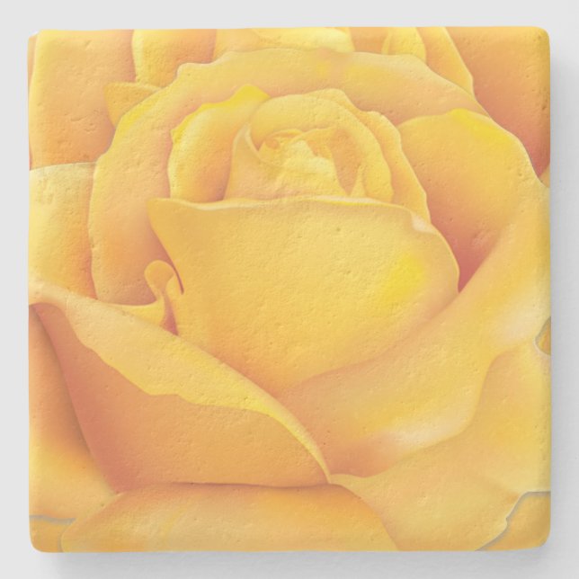Dessous-de-verre En Pierre Belle Rose Jaune (Devant)
