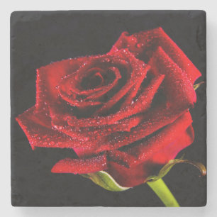 Dessous-de-verre En Pierre Belle rose rouge