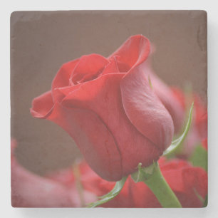 Dessous-de-verre En Pierre Belle Rose Rouge