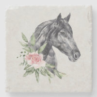 Belle tête de cheval noir Portrait d'aquarelle
