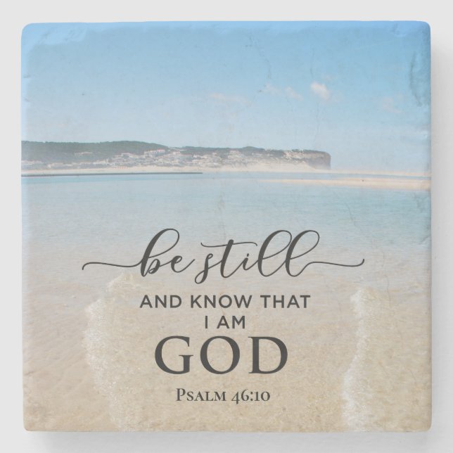 Dessous-de-verre En Pierre Bible Verse Psaume 46:10 Ocean View Dessous de ver (Devant)
