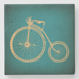Dessous-de-verre En Pierre Bicyclette ancienne Art Vintage Papier Turquoise