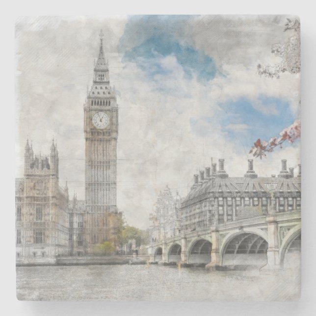 Dessous-de-verre En Pierre Big Ben, Londres, Royaume-Uni (Devant)
