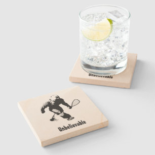 Dessous-de-verre En Pierre Bigfoot avec raquette et texte