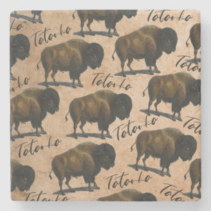 Dessous-de-verre En Pierre Bison de Buffalo de Tatanka occidental