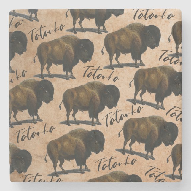 Dessous-de-verre En Pierre Bison de Buffalo de Tatanka occidental (Devant)