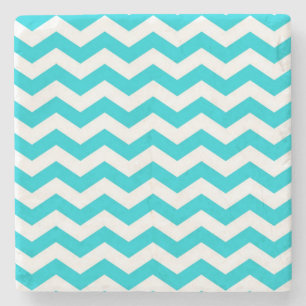 Dessous-de-verre En Pierre Blanc et motif de zigzag d'Aqua