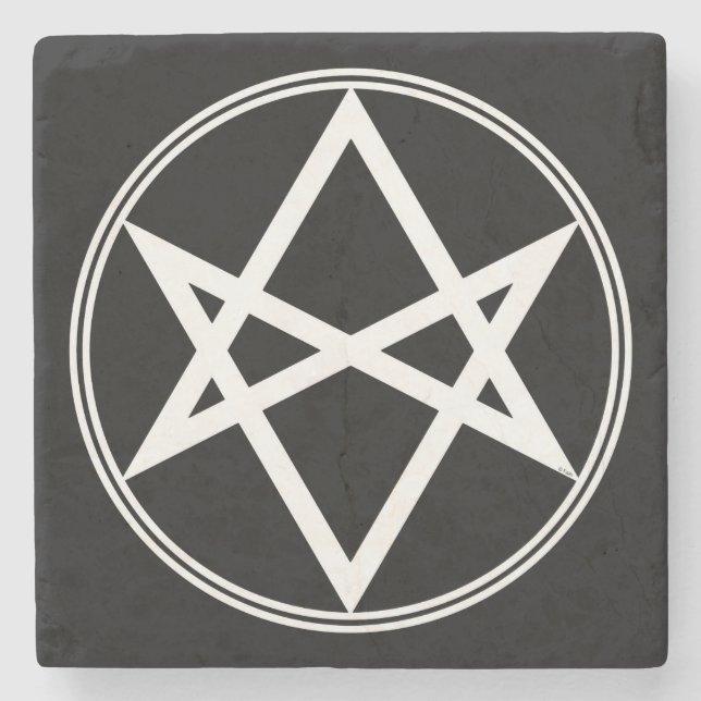 Dessous-de-verre En Pierre Blanc unicursale de Hexagram de Falln (Devant)