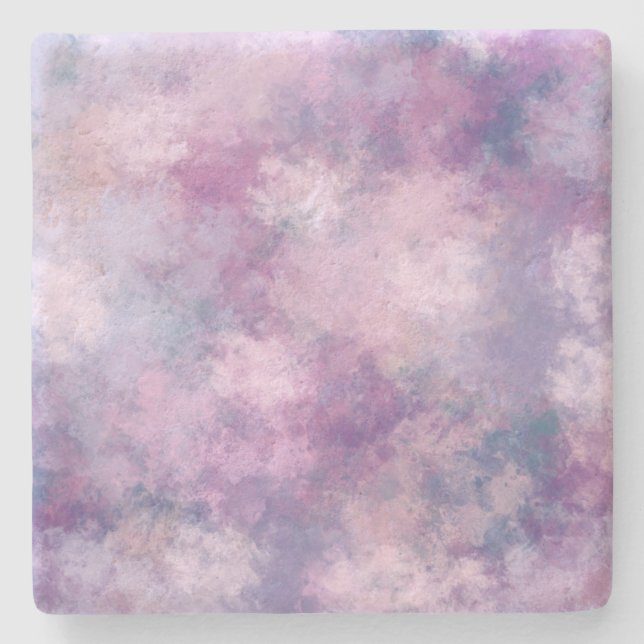 Dessous-de-verre En Pierre Bleu Abstrait, Lilac, Peinture Acrylique Rose (Devant)