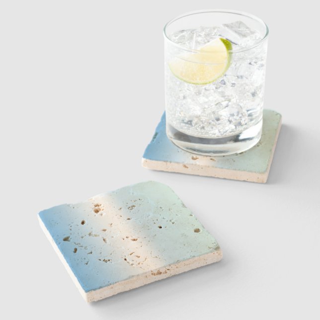 Dessous-de-verre En Pierre Bleu Blanc Ombre Grandes (Côté)