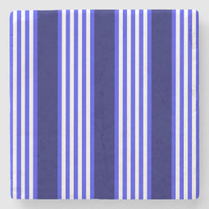 Dessous-de-verre En Pierre Bleu et blanc cinq bandes motif