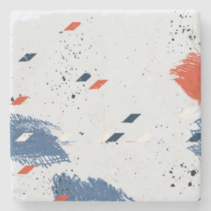 Dessous-de-verre En Pierre Bleu et rouge mignon Paint Splash et Brush Strots