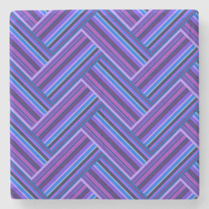 Dessous-de-verre En Pierre Bleu et violet rayures double tissage
