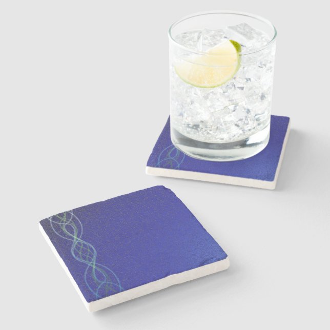 Dessous-de-verre En Pierre Bleu Foncé (Côté)