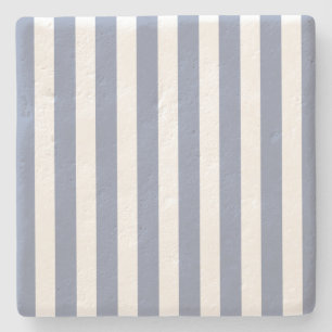 Dessous-de-verre En Pierre Bleu gris et blanc rayures de bonbons