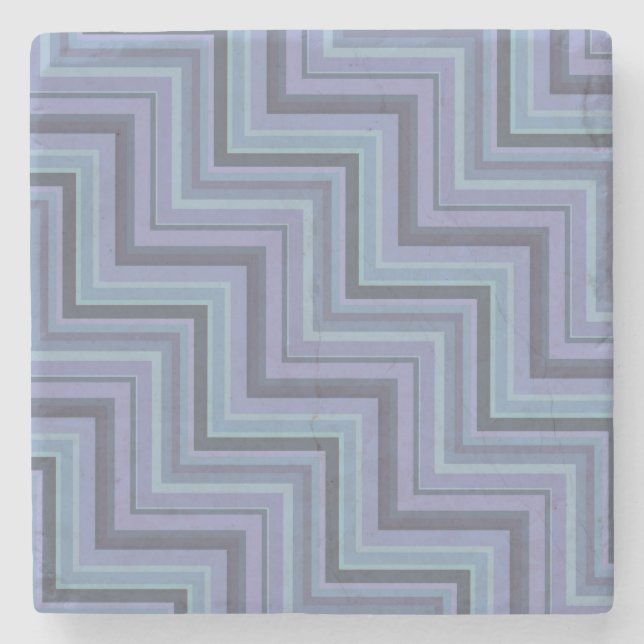 Dessous-de-verre En Pierre Bleu gris rayures motif (Devant)