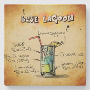 Dessous-de-verre En Pierre Bleu Lagoon Bartender Drink Recette