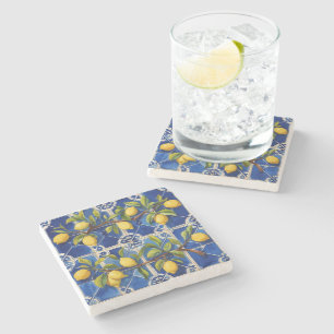 Dessous-de-verre En Pierre Bleu méditerranéen et citrons traditionnels