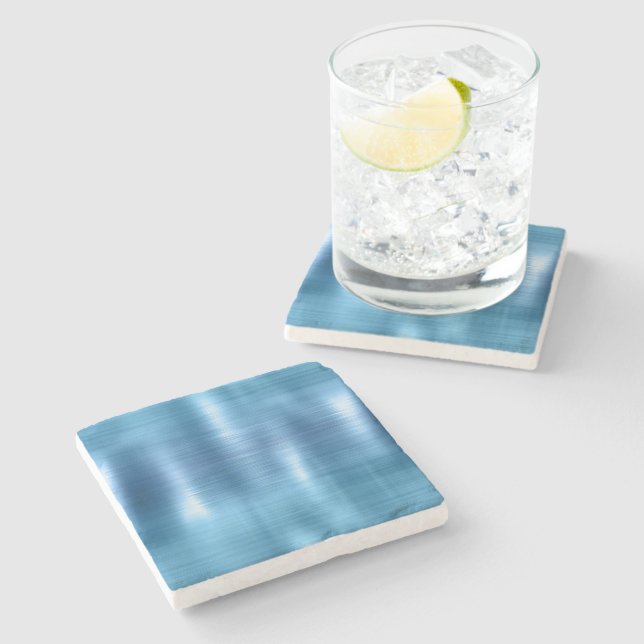 Dessous-de-verre En Pierre Bleu métallique Aqua (Côté)