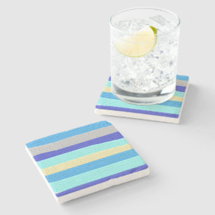 Dessous-de-verre En Pierre Bleu stries brosses