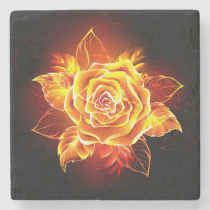 Dessous-de-verre En Pierre Blooming Fire Rose