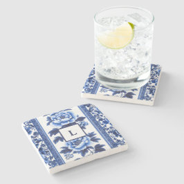Dessous-de-verre En Pierre Blue Chinoiserie Monogram 