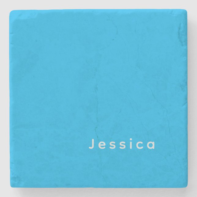 Dessous-de-verre En Pierre Blue Modern Elegant Plain Simple Professional Name (Devant)