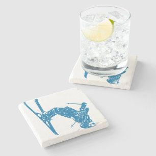 Dessous-de-verre En Pierre Blue Skier