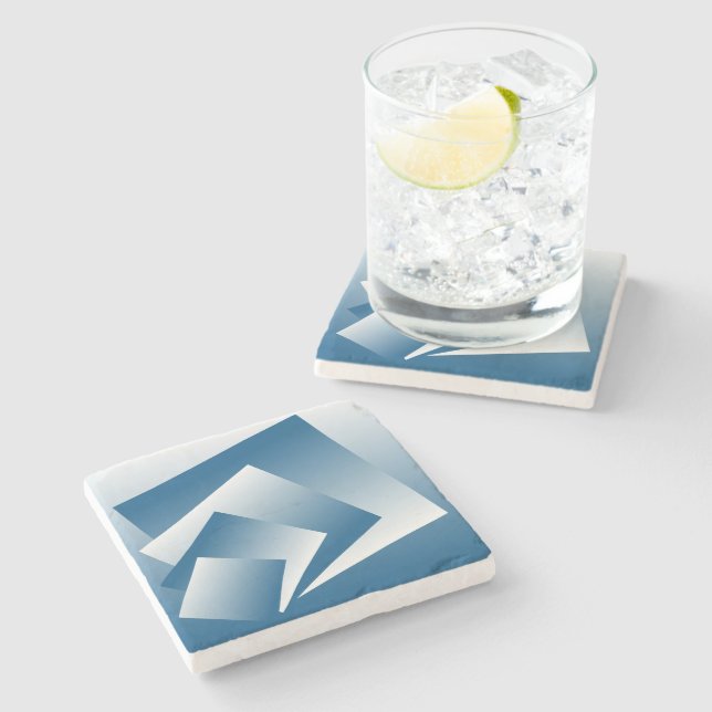 Dessous-de-verre En Pierre Blue Teal geometry (Côté)