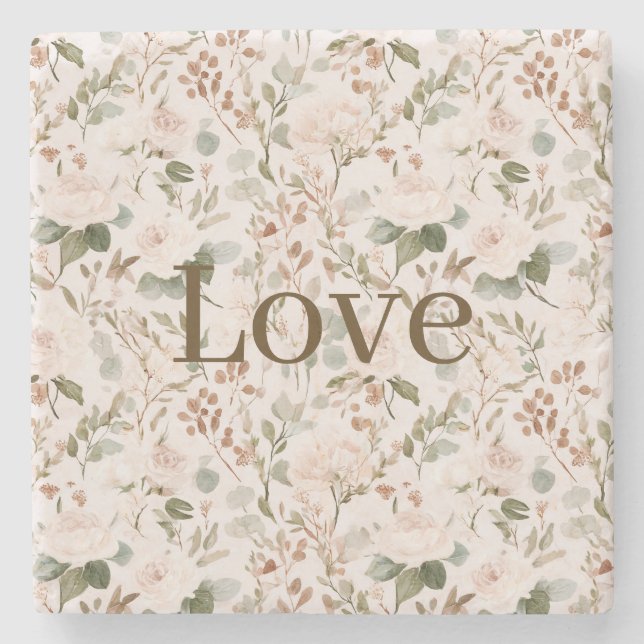 Dessous-de-verre En Pierre Blush Cream Floral Love   (Devant)