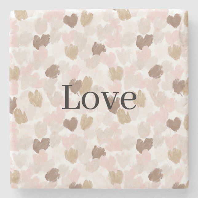 Dessous-de-verre En Pierre Blush Pink Cream Hearts Love   (Devant)